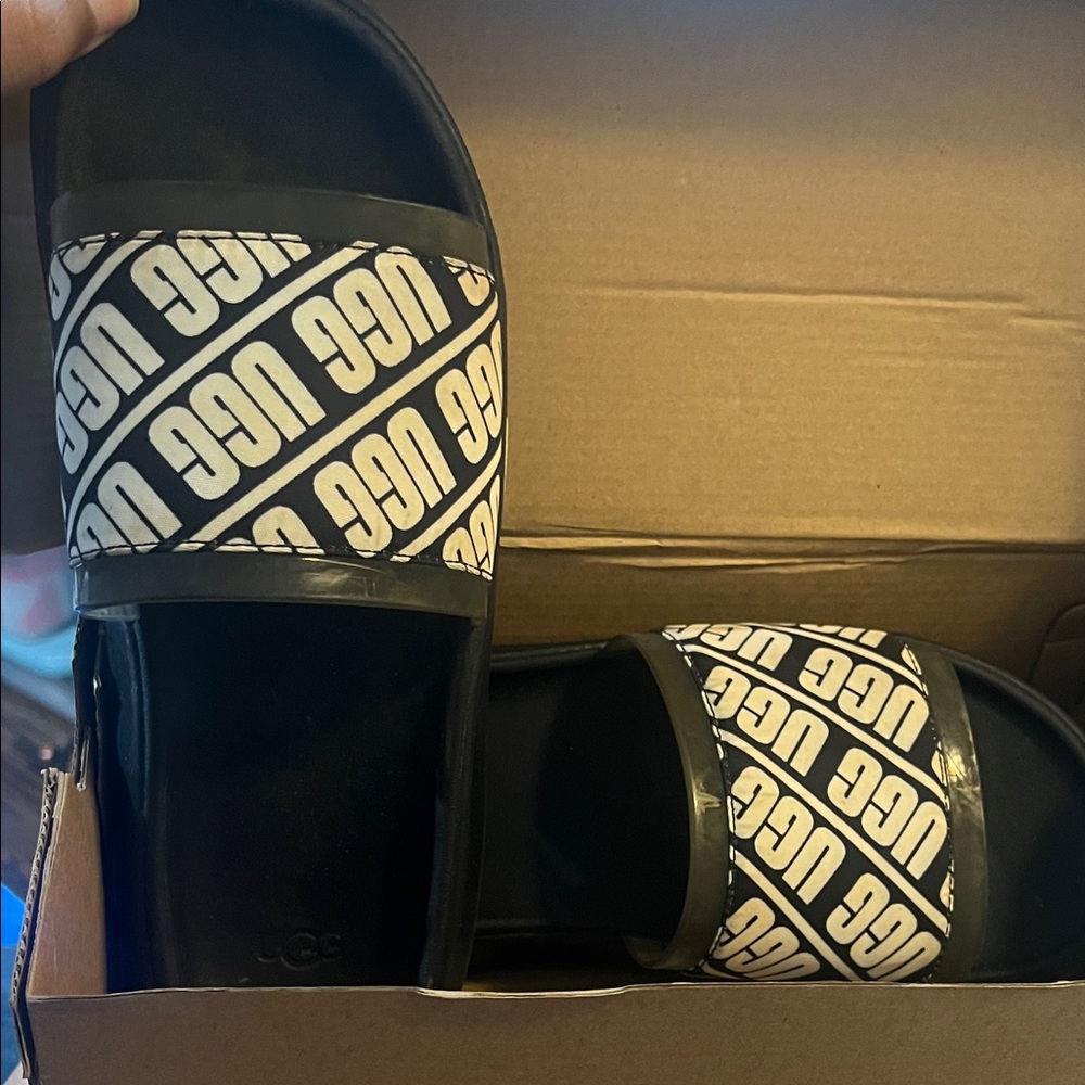 UGG Monochrome Logo Slide Sandals